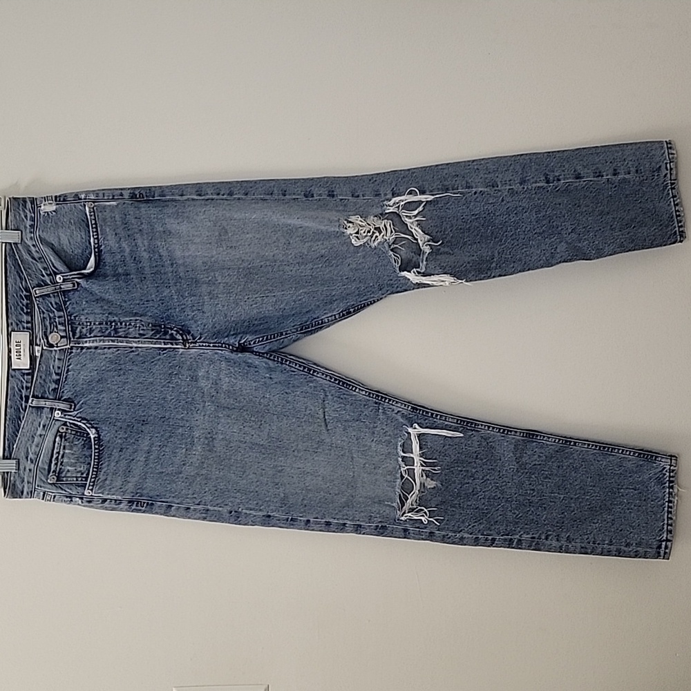 AGOLDE 100% Organic Cotton Jamie High Rise Jeans Distressed Button Fly Sz 29 - Picture 4 of 16